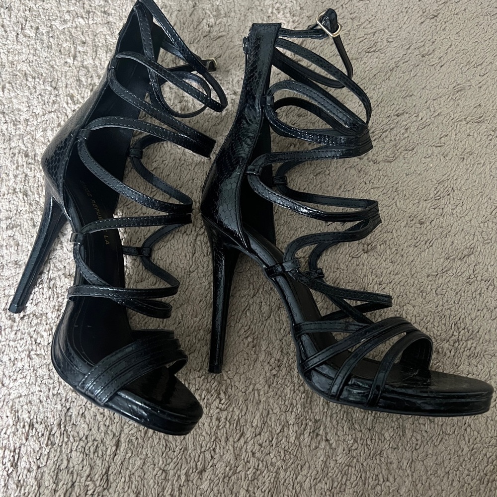 Shoe Republic LA Black Strappy Heels